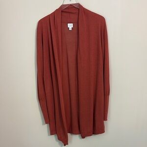 Evereve Peyton Jensen Burnt Orange Cardigan Sweater Open Front Size Large